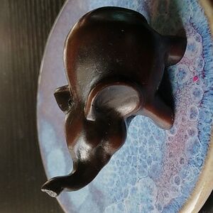 Vintage Dark Brown Elephant Wooden Figurine